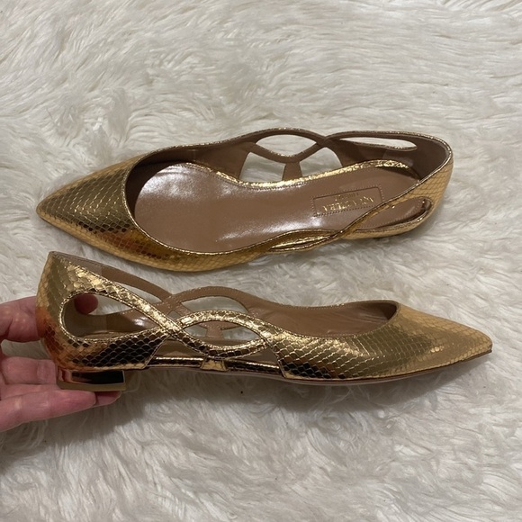 New Aquazurra Forever snake embossed pointed toe‎ flat size 38EU - Picture 5 of 12